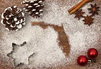 Festive motif of flour in the shape of Florida (series)