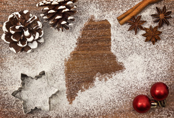 Festive motif of flour in the shape of Maine (series)