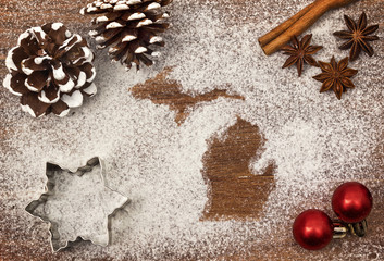 Festive motif of flour in the shape of Michigan (series)