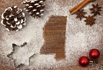 Festive motif of flour in the shape of Mississippi (series)