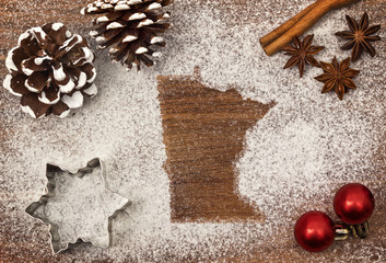 Festive motif of flour in the shape of Minnesota (series)