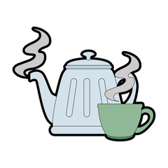 teapot elegant with cup vector illustration design