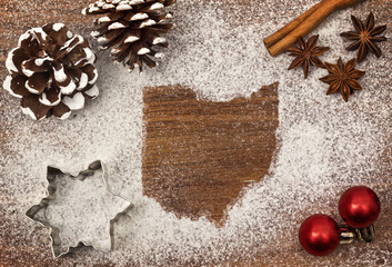 Festive motif of flour in the shape of Ohio (series)
