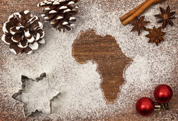 Festive motif of flour in the shape of Africa (series)