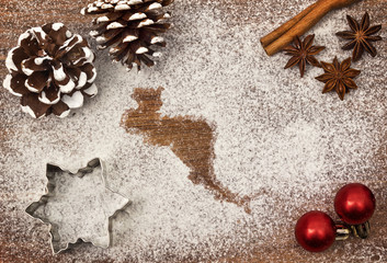 Festive motif of flour in the shape of Central America (series)