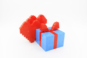 big gift block  with heart