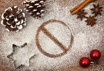 Festive motif of flour in the shape of a forbidden symbol (series)