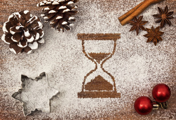 Festive motif of flour in the shape of an hourglass (series)