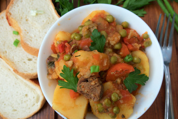 tasty stewed vegetables with meat