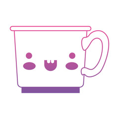 kawaii coffee cup in degraded magenta to purple color contour