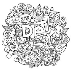 Diet hand lettering and doodles elements