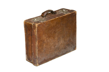 Vintage suitcase isolated on white
