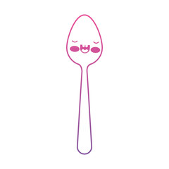 kawaii spoon cute in degraded magenta to purple color contour