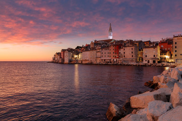 Fototapeta premium Cityscape of Rovinj at sunset