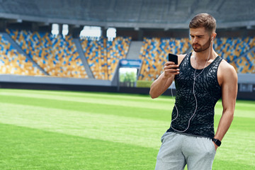 Man Listening Music While Resting After Running.