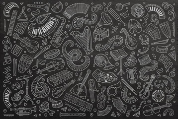 Vector doodles cartoon set of classical musical instruments objects