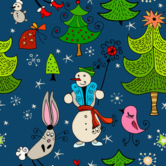 Christmas childish seamless pattern background.