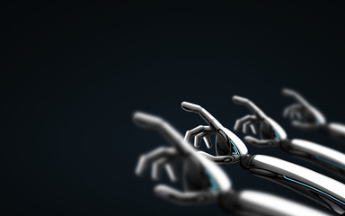 robot hands over black background