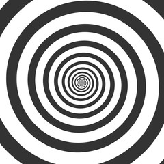 Hypnotic spiral. Psychedelic swirl, hypnosis twisted vortex vector background