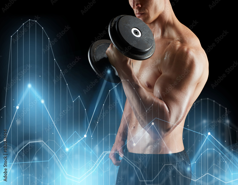 Wall mural close up of man with dumbbells exercising