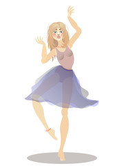 Fototapeta na wymiar illustration of dancing girl on white background