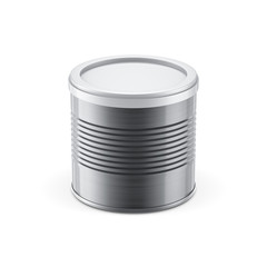 Metal Tin Can packaging Mockup with lid for peanut or coffee, isolated on white, 3d rendering