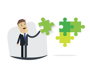 Businessman Vector Illustration. Businessman solved puzzle problem.