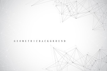 Geometric graphic background communication. Global network connections. Wireframe complex with compounds. Perspective backdrop. Digital data visualization. Scientific cybernetic vector.