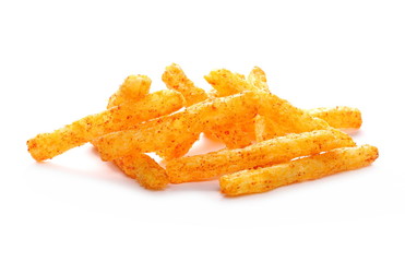 Gluten free pepper flavored potato chips isolated on white background