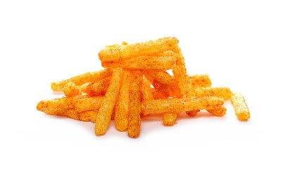 Gluten free pepper flavored potato chips isolated on white background