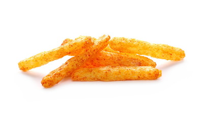 Gluten free pepper flavored potato chips isolated on white background