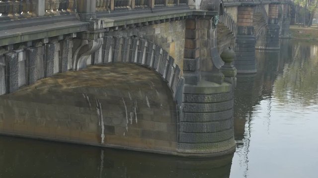The Charles Bridge and Vltava river view in Prague.