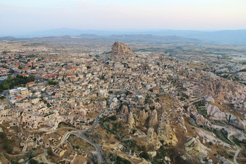 Naklejka premium Town of Uchisar at the sunrise, Cappadocia. Turkey.