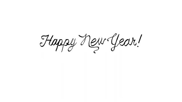 Happy new year text animation, calligraphy, handwritten