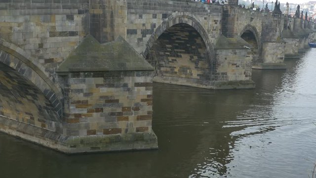 The Charles Bridge and Vltava river view in Prague.