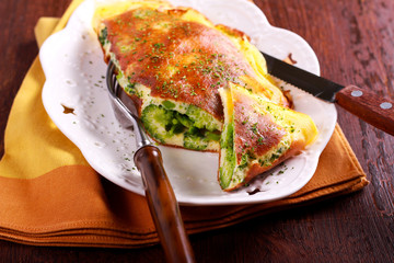 Broccoli omelet served on plate