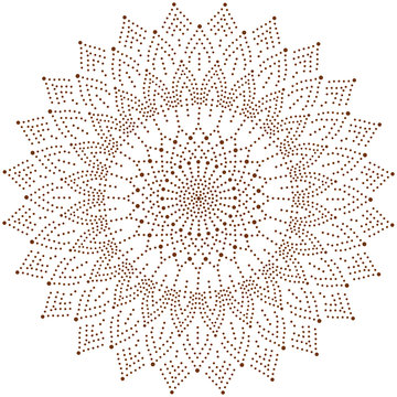 Circle floral ornament, dot henna tattoo style.