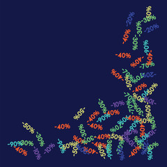 Sale Banner Confetti. Vector Falling Down -10, -20, -30, -40, -50, -70, 90 Banner or Sticker. Holidays Shopping Promotion Ads. Rebate Badge, Price Discount Hipster Sale Banner, Frame or Border