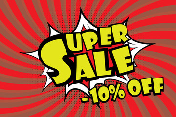 Super sale pricetag in comic pop art style