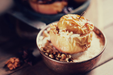 Fruit dessert baked apples 