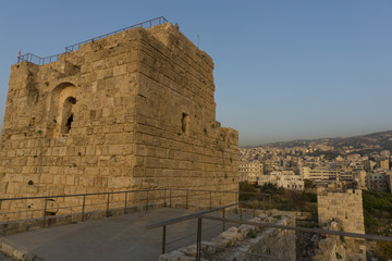 Crusader castle in Beirut, Lebanon with city in the background
