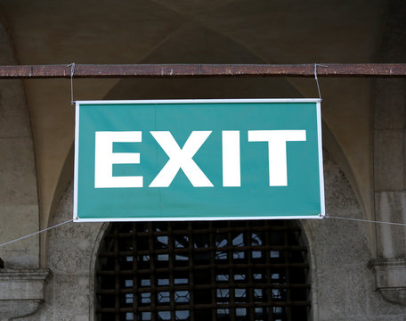 text with the word EXIT to indicate the emergency exit