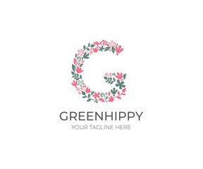 Floral Letter G Logo Template. Nature Vector Design. Landscape Design Illustration
