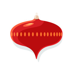 Christmas tree toy isolated on white background. Symbol of Merry Christmas and Happy New Year. Cartoon vector illustration.