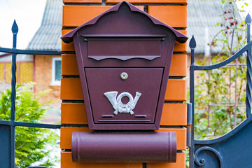 Antique Post BOX on the brick texture