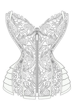 Coloring  page for adults. Corset with lace. Art Therapy. Line art illustration.