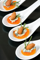 Sun-dried apricots with gorgonzola and almonds