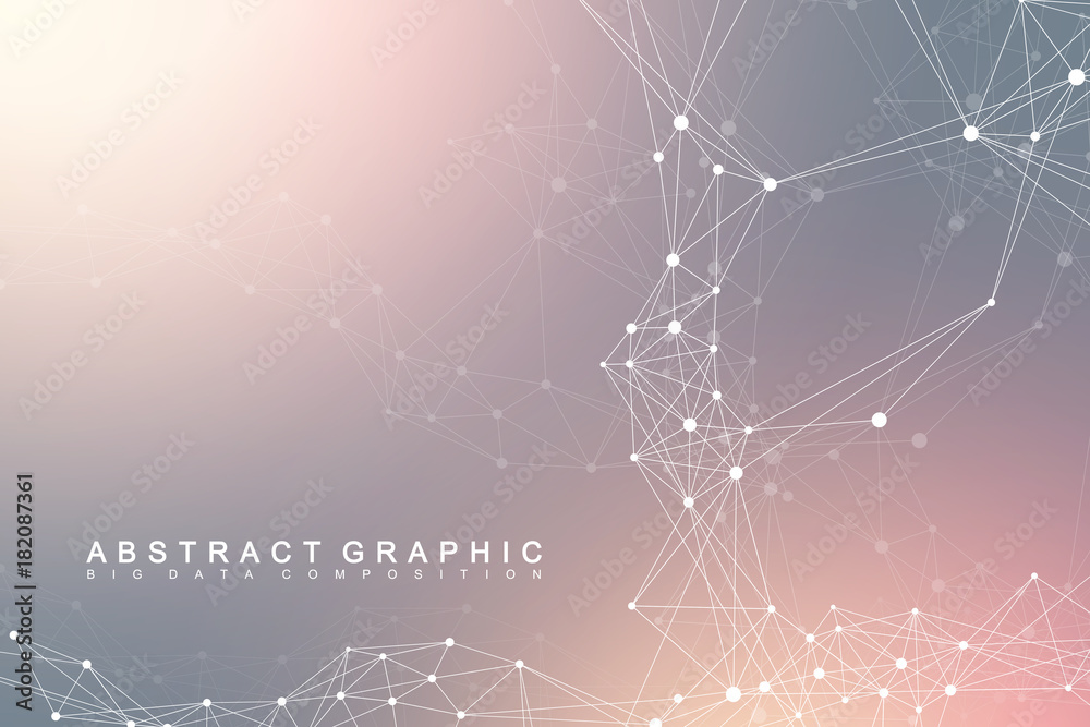 Leinwandbilder Big data complex. Graphic abstract background communication. Perspective backdrop of depth. Minimal array with compounds lines and dots. Digital data visualization. Vector illustration Big data.