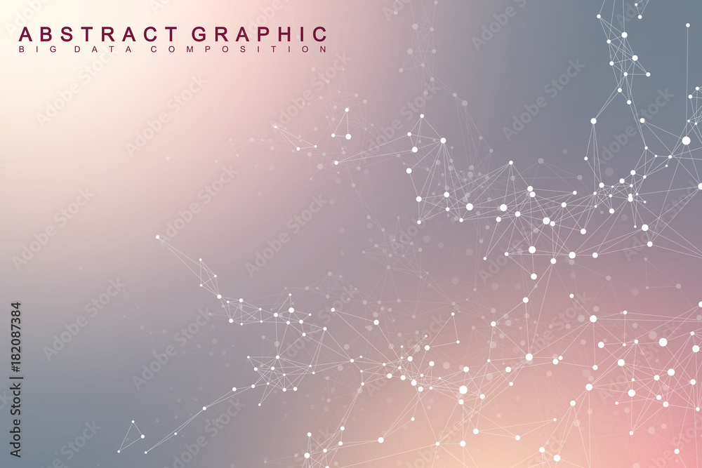 Aufkleber Big data complex. Graphic abstract background communication. Perspective backdrop of depth. Minimal array with compounds lines and dots. Digital data visualization. Vector illustration Big data.