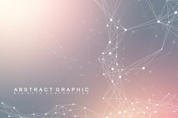 Big data complex. Graphic abstract background communication. Perspective backdrop of depth. Minimal array with compounds lines and dots. Digital data visualization. Vector illustration Big data.